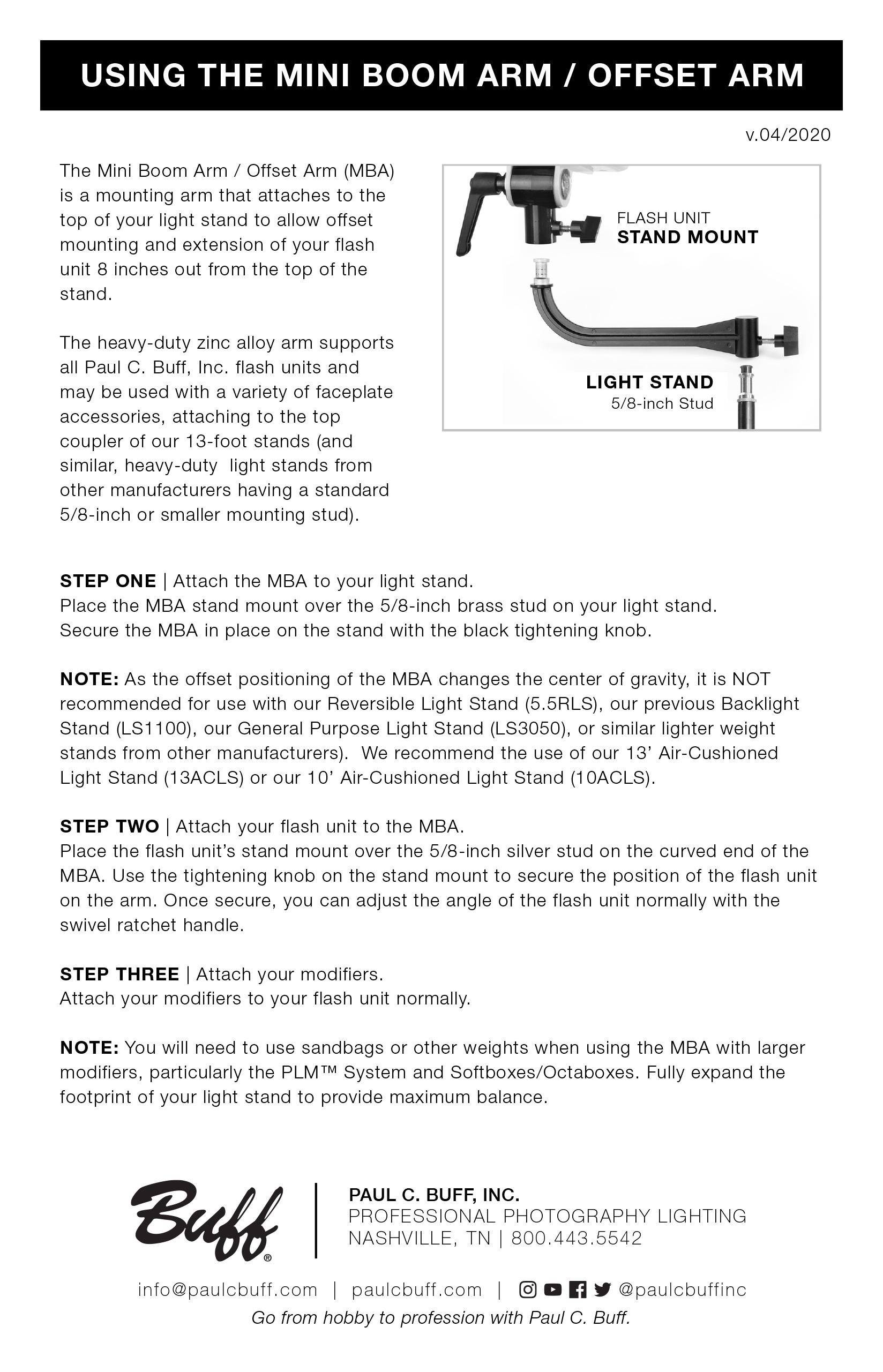 Mini Boom Arm Instructions