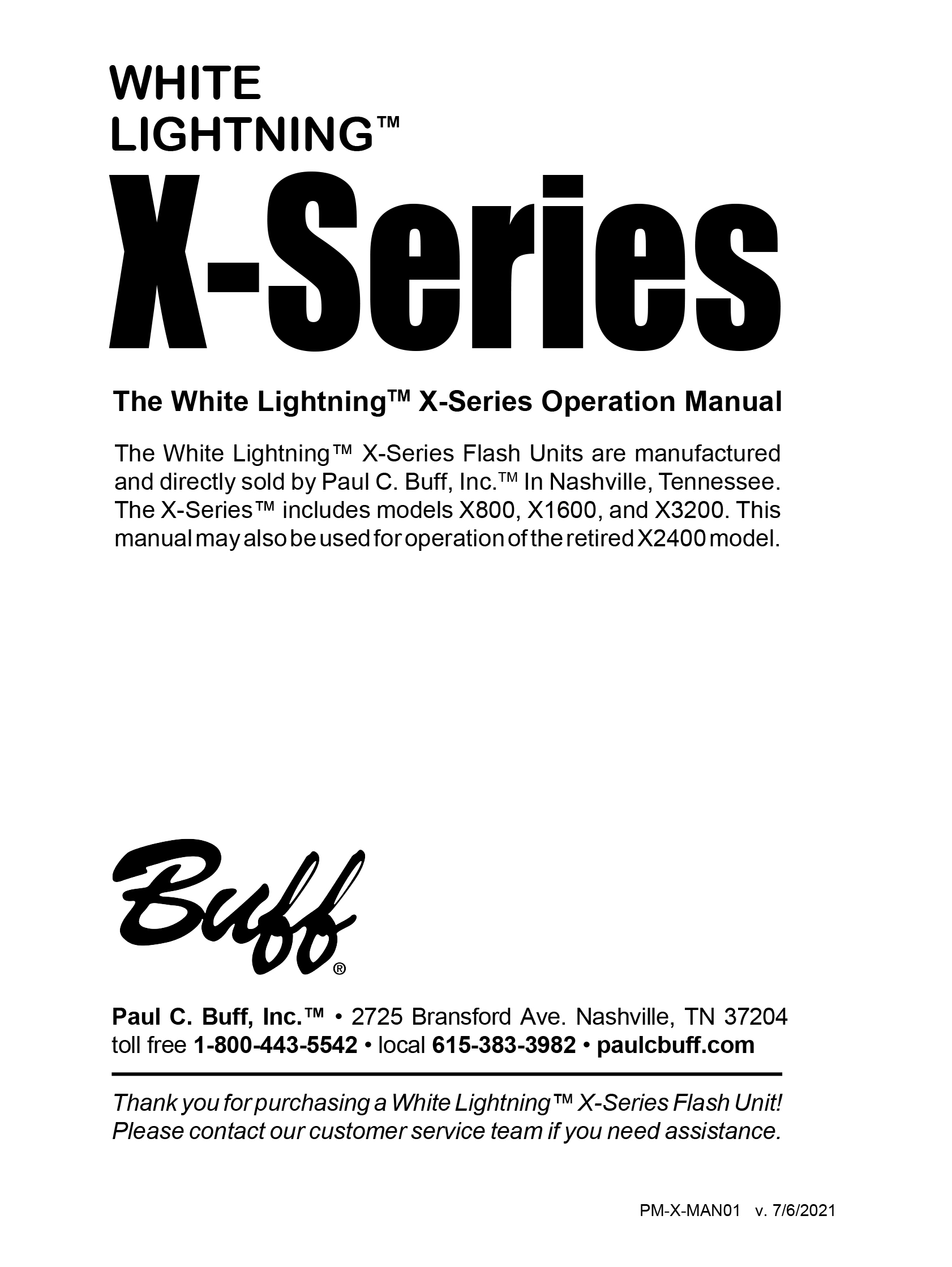 White Lightning X-Series Manual