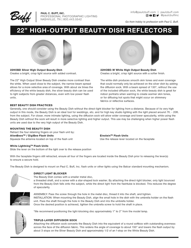Beauty Dish Instructions