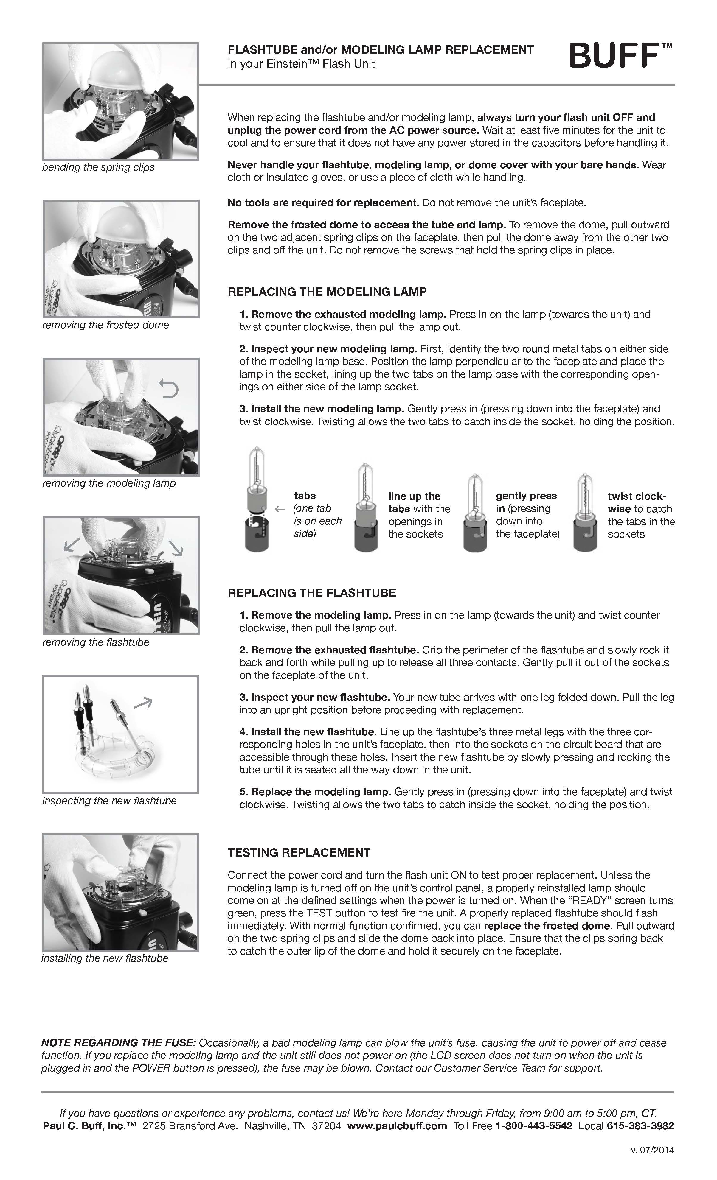 Einstein Modeling Lamp Replacement Instructions